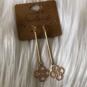 Earrings Modern Gold Clover and Bar Dangle Earring